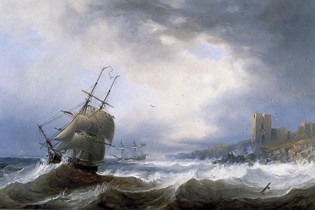 Ships beating off a lee shore