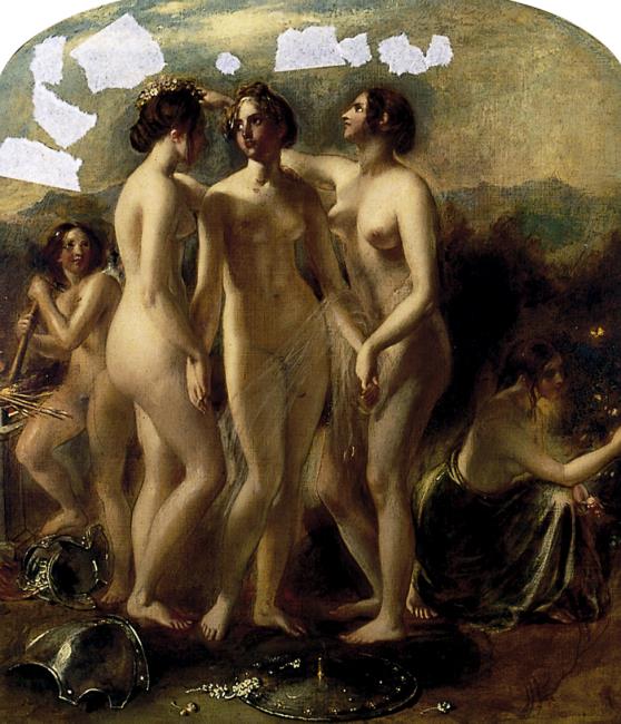 The Graces: Psyche and Cupid as the personification of Love, burning the Arrows of Destruction and trampling on the Insignia of War