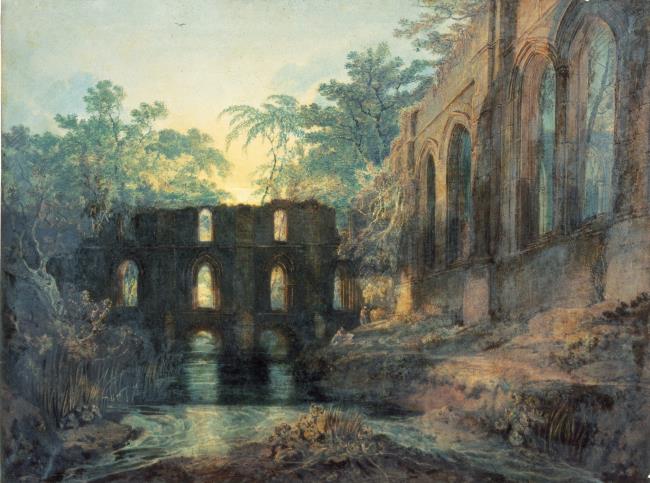 The Dormitory and Transept of Fountains Abbey - Evening