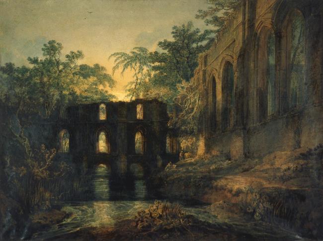 The Dormitory and Transept of Fountains Abbey - Evening