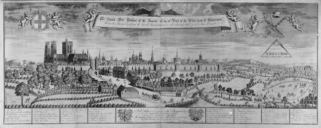 The South West Prospect of the Ancient City of York IVth the Plattform of Knavesmire