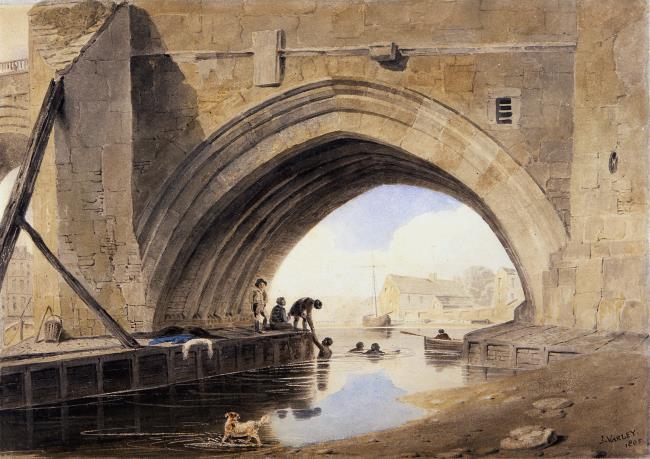 Children Swimming under the old Ouse Bridge, York