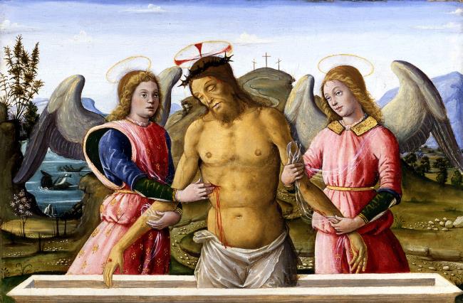 The dead Christ supported by two Angels