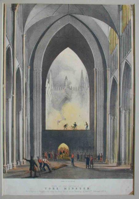 View of the interior of York Minster As it appeared immediately after the roof fell in on the Morning of the 2nd February, 1829