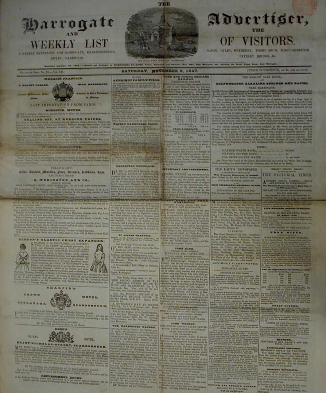 The Harrogate Advertiser and the weekly list of visitors. York