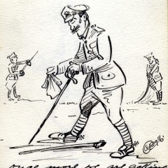 Sketch by Albert E V Richards of a cavalry officer with sword