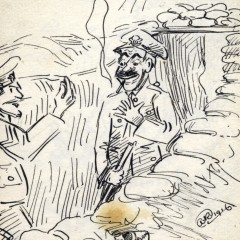 Sketch by Albert E V Richards of soldiers in the trenches