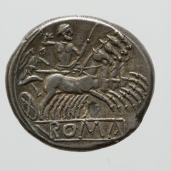 Reverse of a Roman coin showing Jupiter YORYM:2000.1122