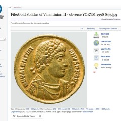 A Gold Solidus of Valentinian that has been uploaded to Wikimedia Commons and viewed 16000 times