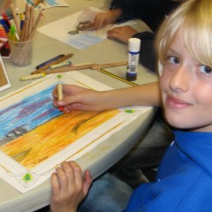 A young visitor enjoys one of the craft activities at York Art Gallery.