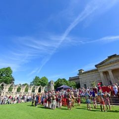 Group of re-enactors dressed as Roman soldiers