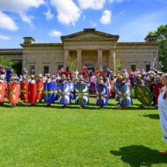 Group of re-enactors dressed as Roman soldiers