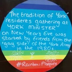 Rainbow plague outside York Minster  © York LGBT History Month
